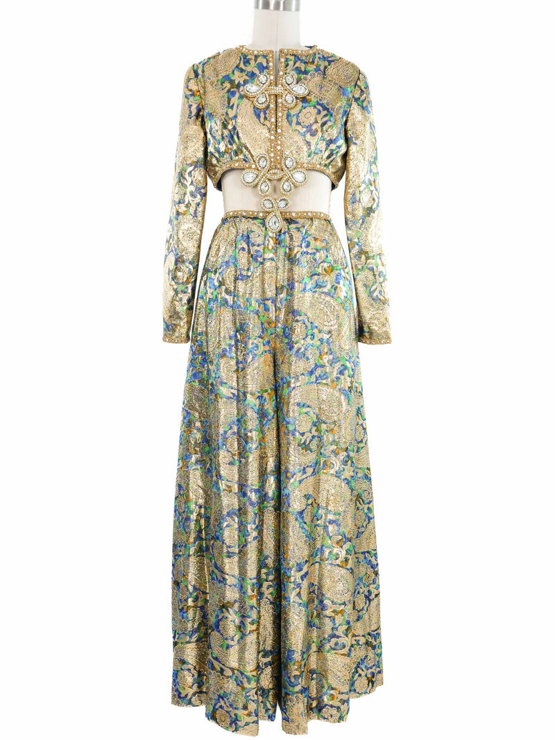 1960s Malcolm Starr Open Midriff Paisley Ensemble