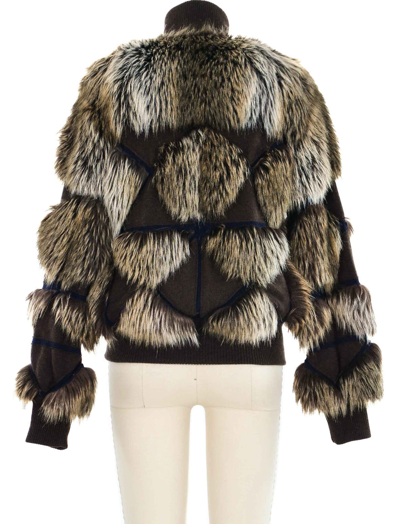 Chanel Faux Fur and Knit Bomber Jacket