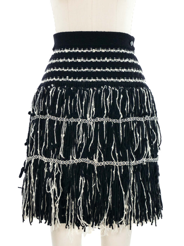 2010 Chanel Yarn Fringed Knit Skirt