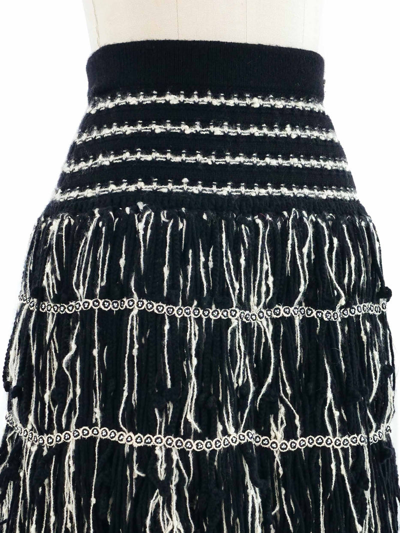 2010 Chanel Yarn Fringed Knit Skirt