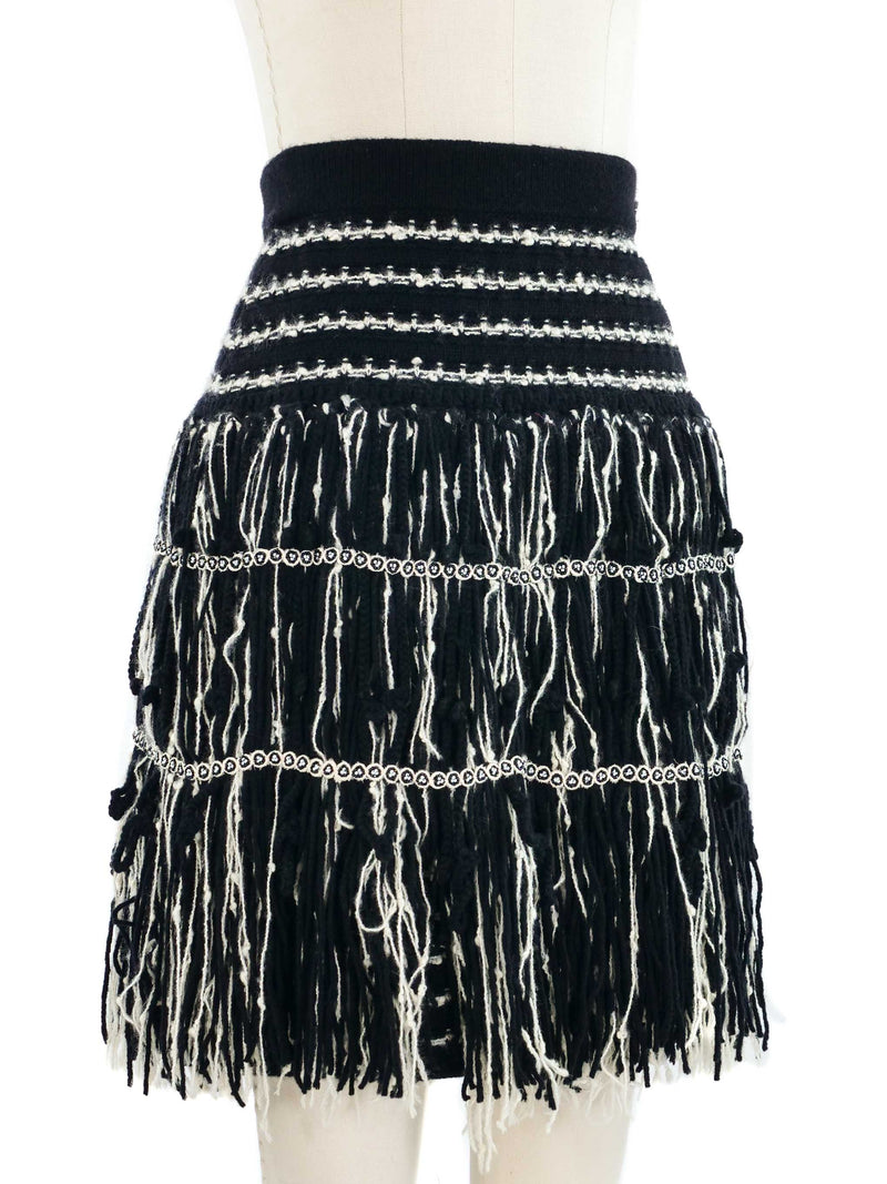 2010 Chanel Yarn Fringed Knit Skirt