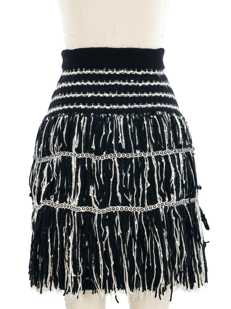2010 Chanel Yarn Fringed Knit Skirt
