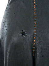 Fringe Trimmed Black Leather Culottes