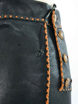 Fringe Trimmed Black Leather Culottes