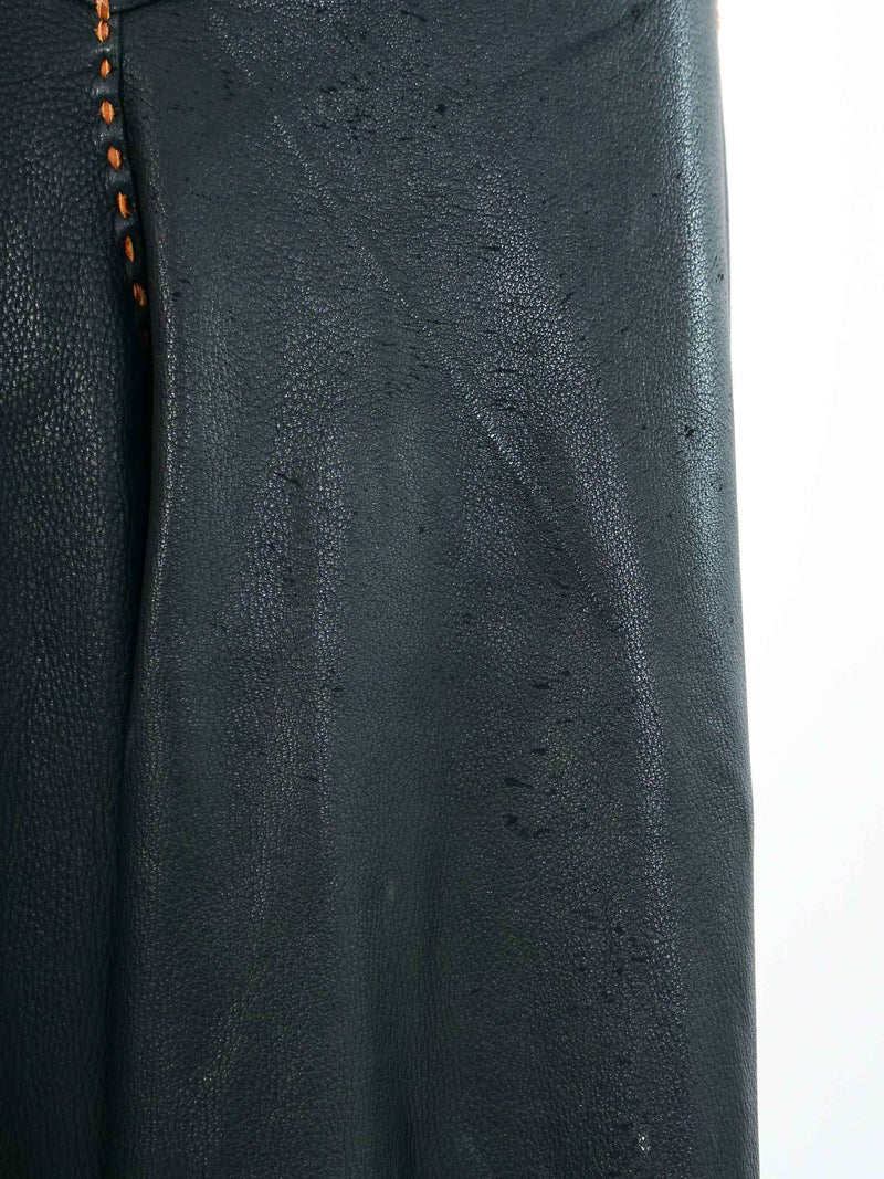 Fringe Trimmed Black Leather Culottes