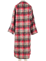 Bonnie Cashin Mohair Blend Red Plaid Overcoat Outerwear arcadeshops.com