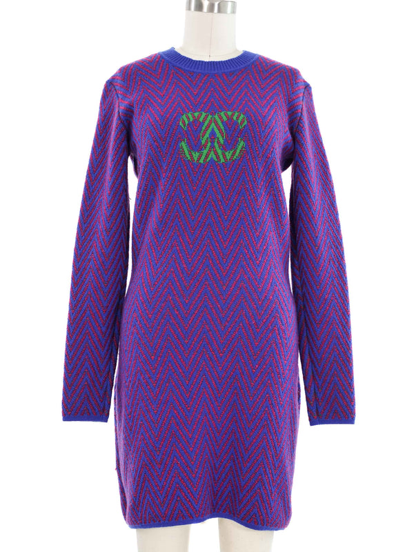 2021 Chanel Logo Knit Sweater Dress