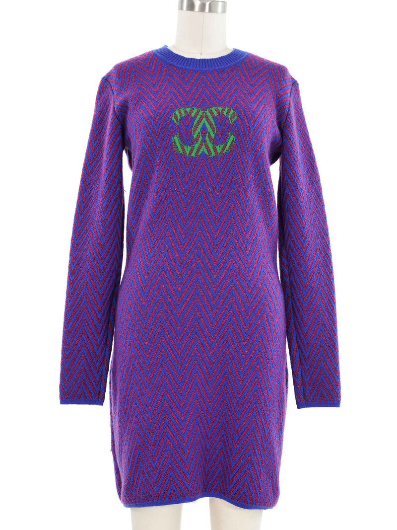 2021 Chanel Logo Knit Sweater Dress