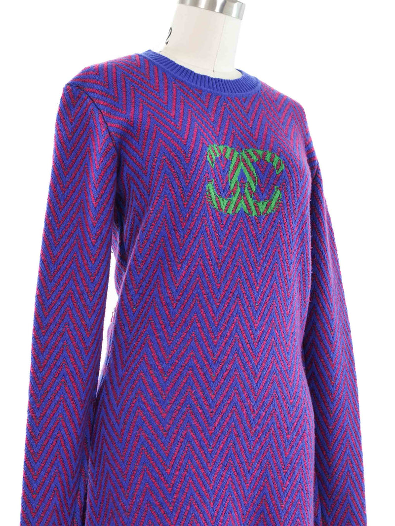 2021 Chanel Logo Knit Sweater Dress