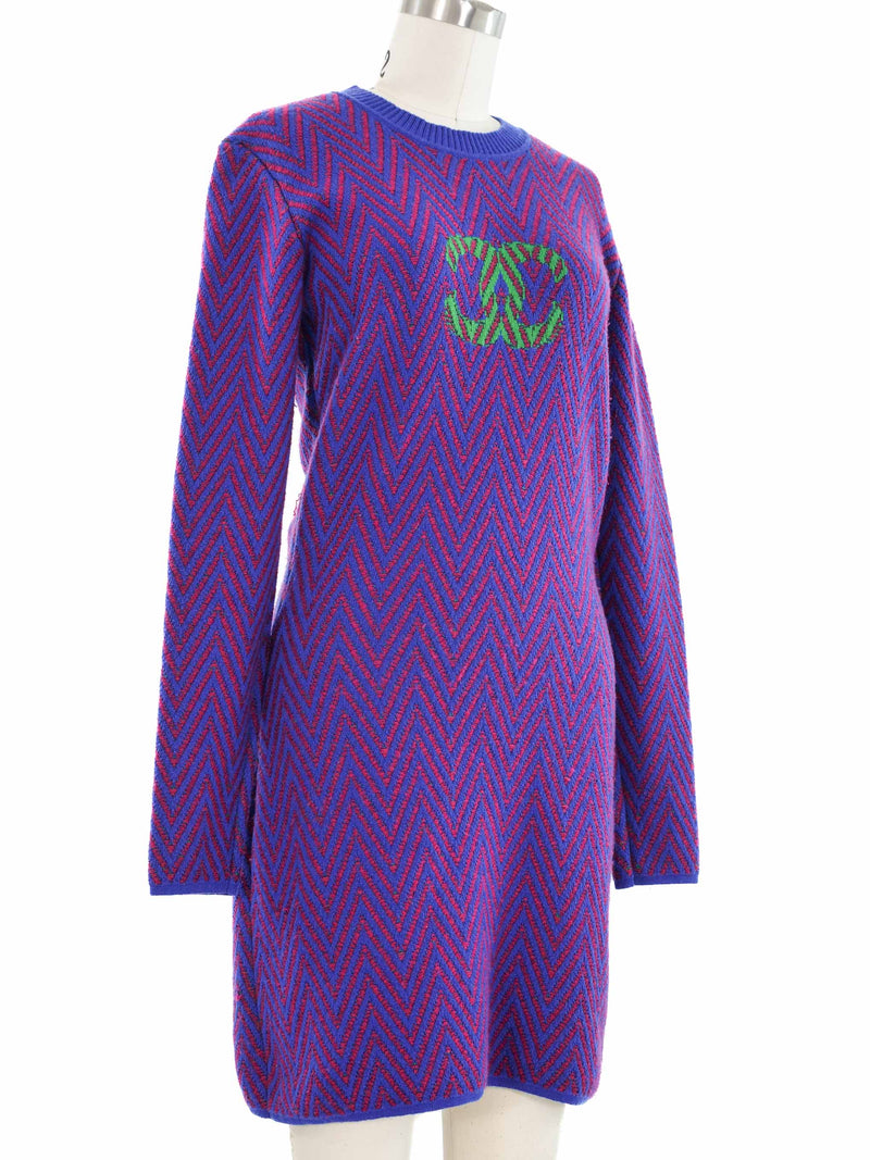 2021 Chanel Logo Knit Sweater Dress