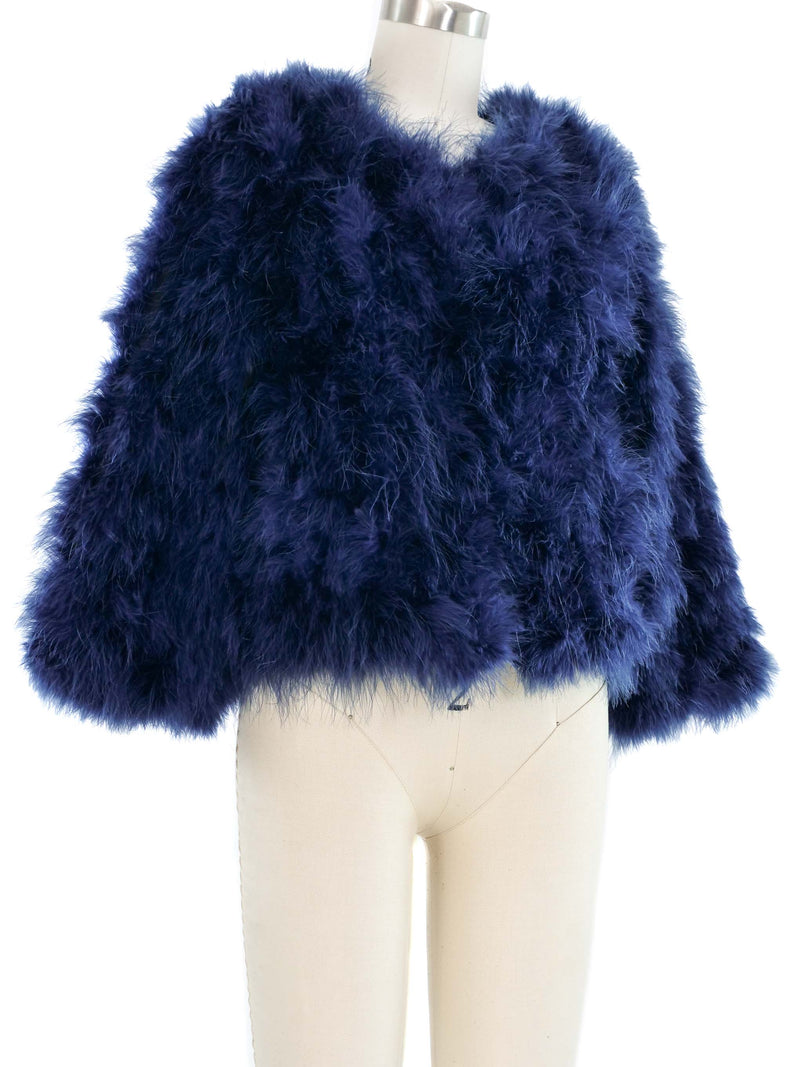 Blue Marabou Feather Cropped Jacket