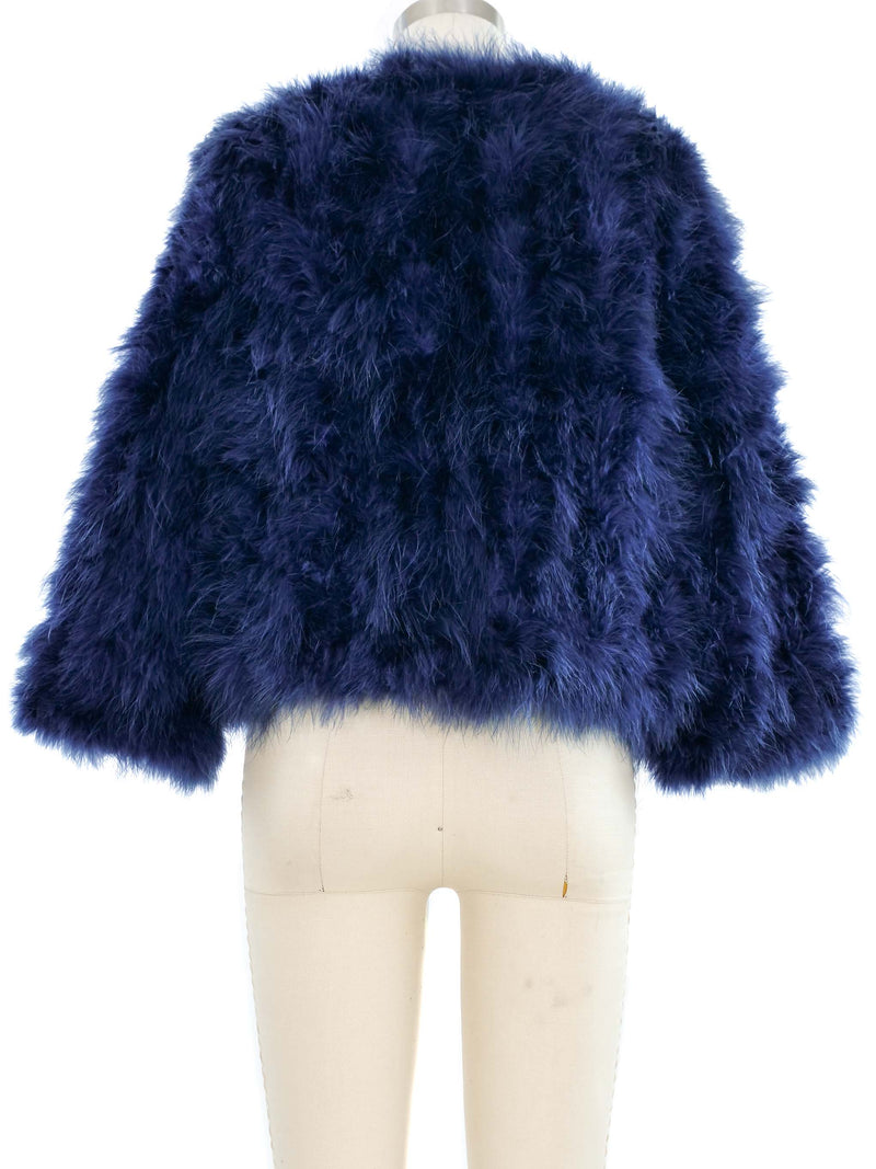 Blue Marabou Feather Cropped Jacket