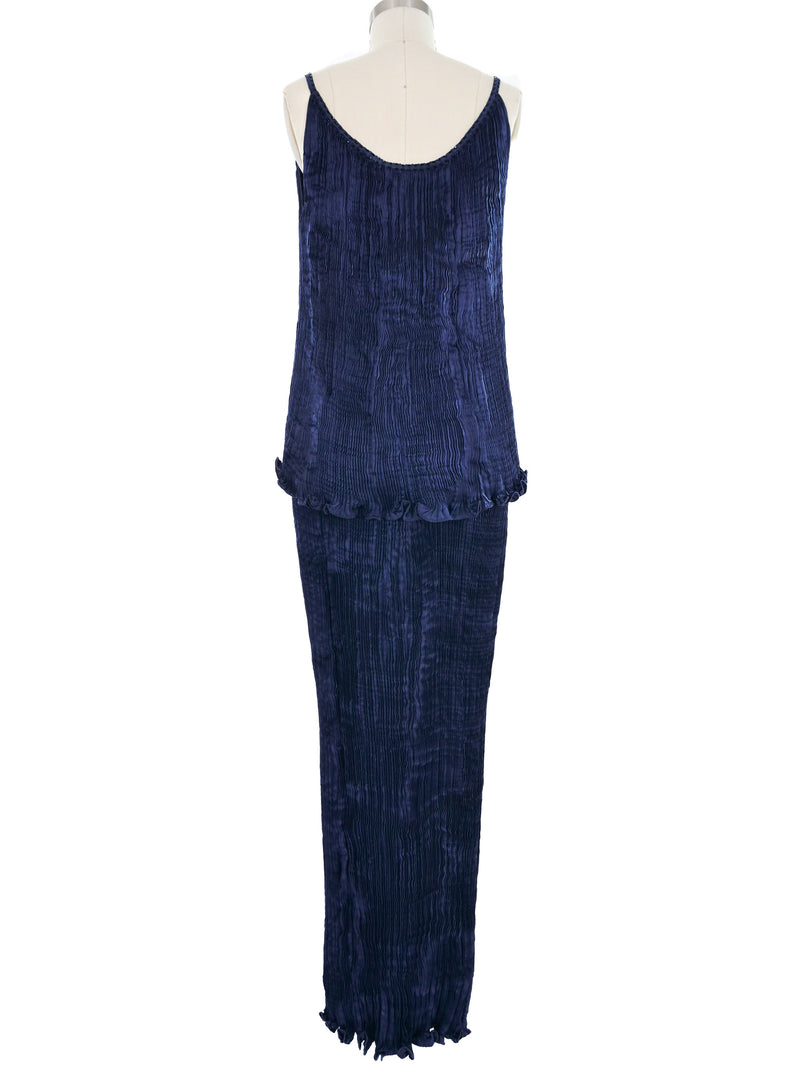 Patricia Lester Sapphire Plisse Silk Ensemble