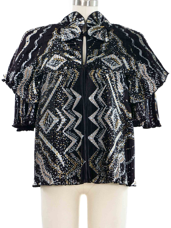 Zandra Rhodes Metallic Painted Plisse Jacket