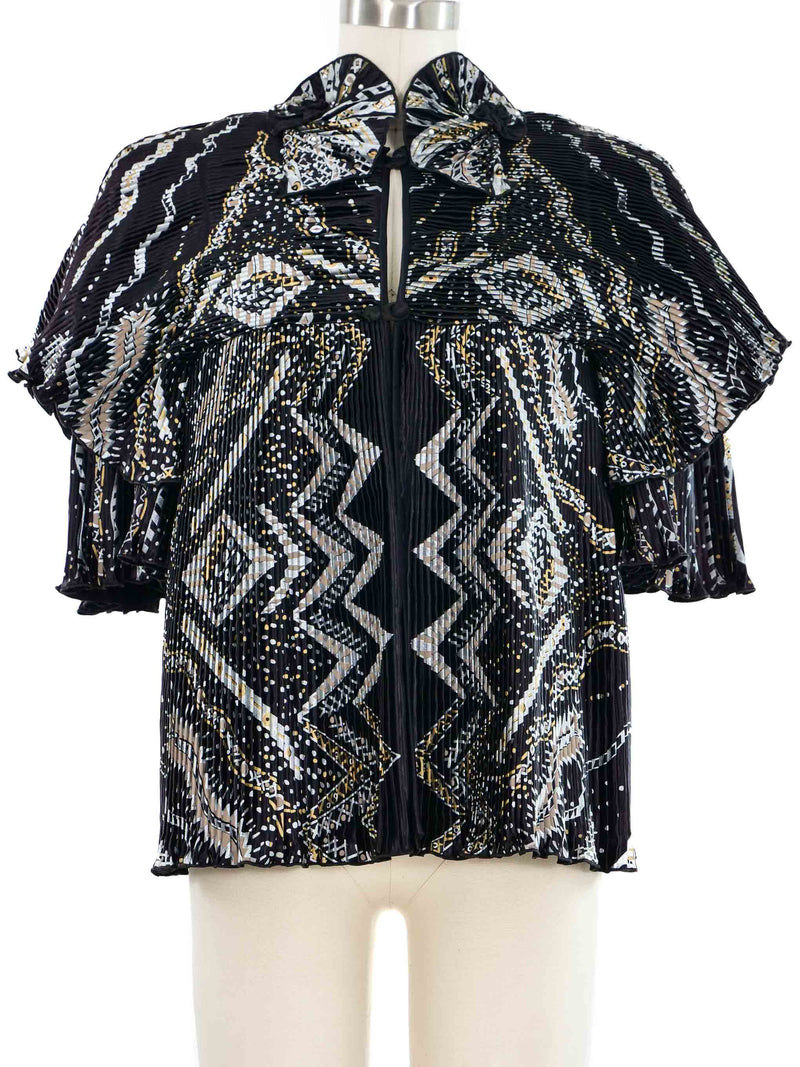 Zandra Rhodes Metallic Painted Plisse Jacket