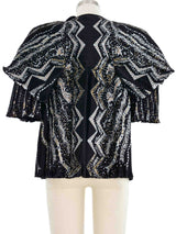 Zandra Rhodes Metallic Painted Plisse Jacket