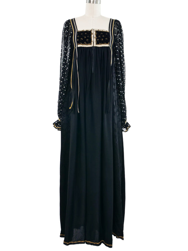 1970s Rumak and Sample Glitter Embellished Peasant Dress Dress arcadeshops.com