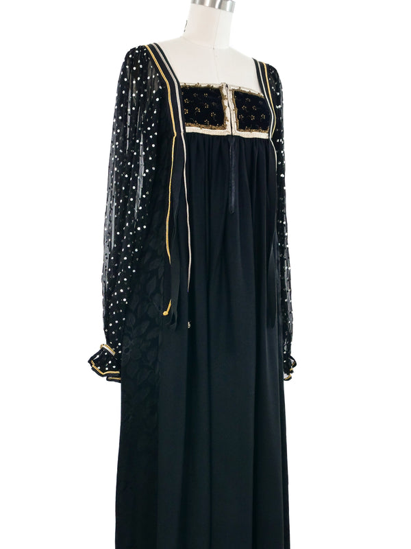 1970s Rumak and Sample Glitter Embellished Peasant Dress Dress arcadeshops.com