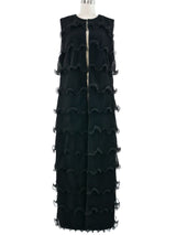 Pleated Ruffle Sleeveless Duster