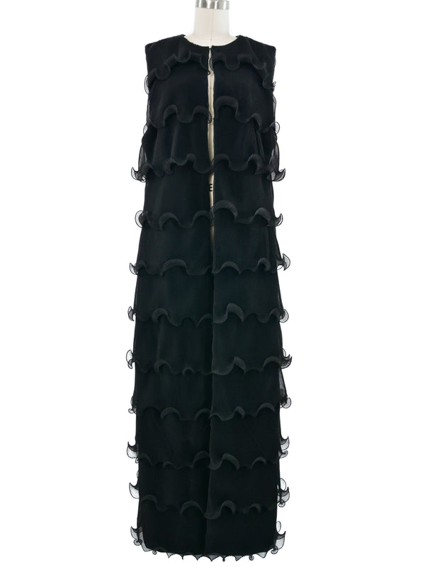 Pleated Ruffle Sleeveless Duster