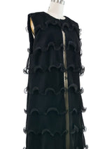 Pleated Ruffle Sleeveless Duster