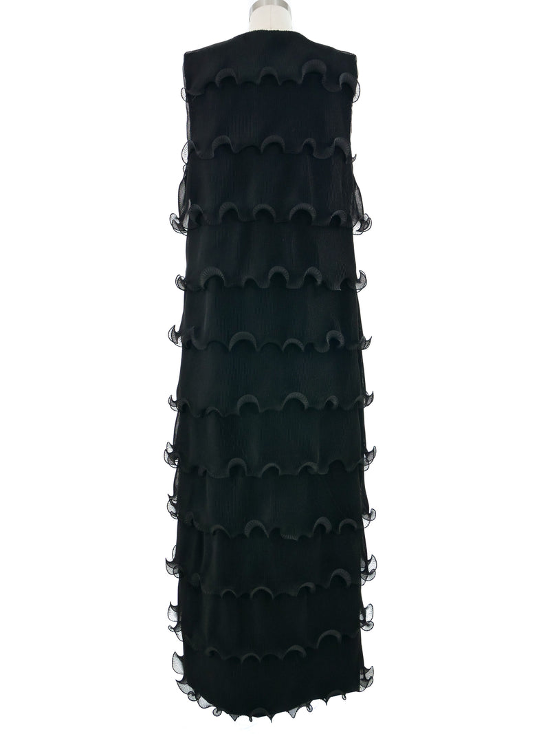 Pleated Ruffle Sleeveless Duster