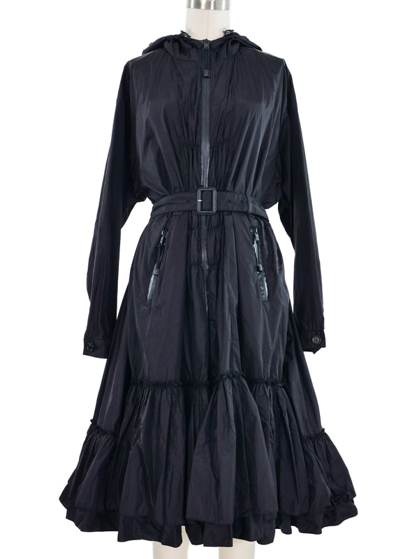 2017 Prada Nylon Ruffle Coat Dress Dress arcadeshops.com