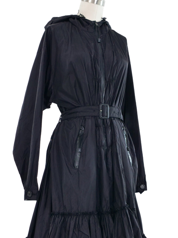 2017 Prada Nylon Ruffle Coat Dress Dress arcadeshops.com