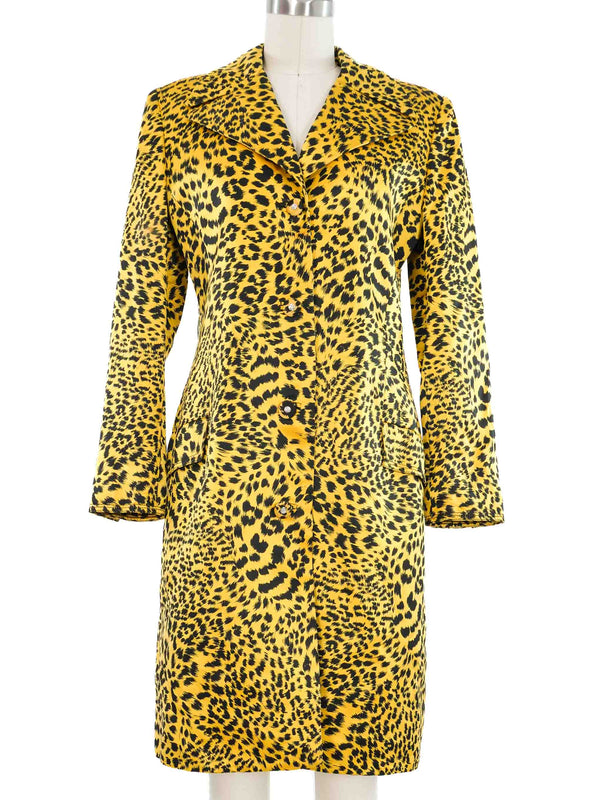 1990s Gianni Versace Leopard Print Satin Jacket