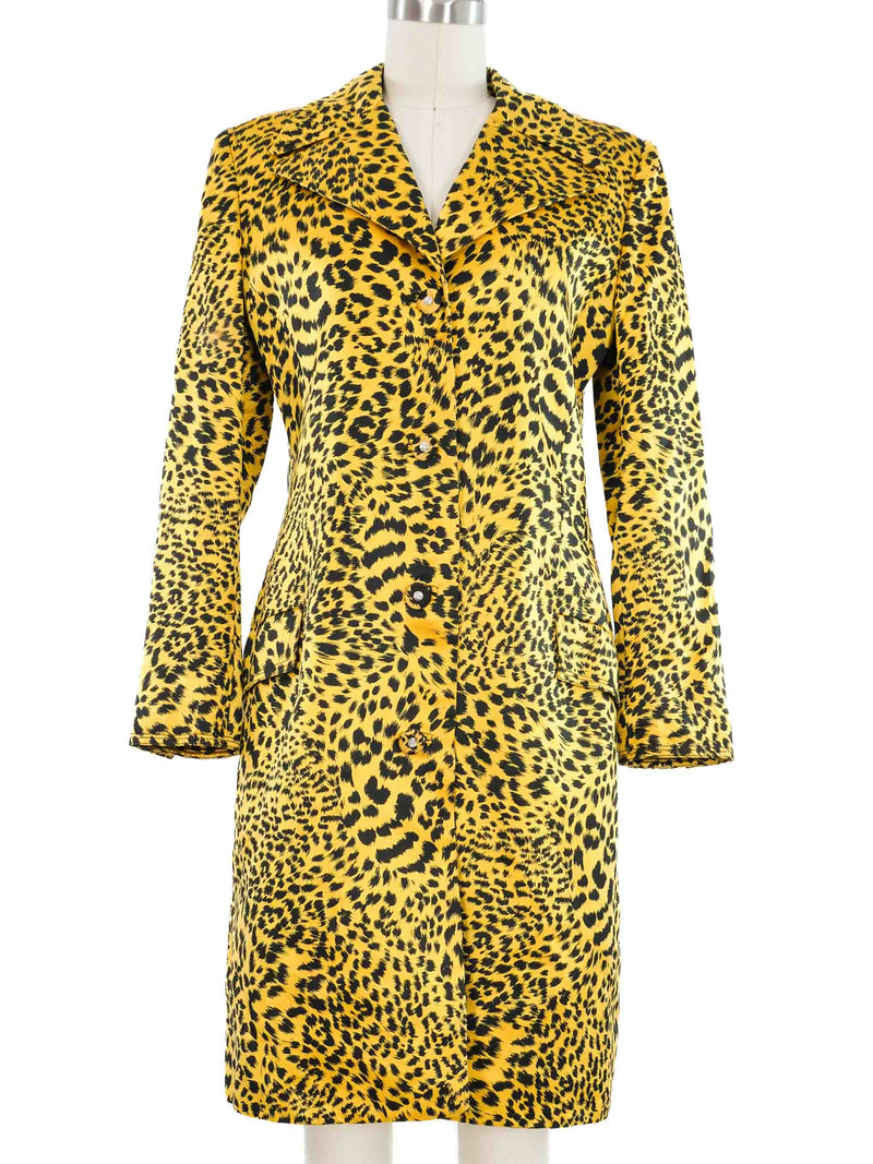 1990s Gianni Versace Leopard Print Satin Jacket