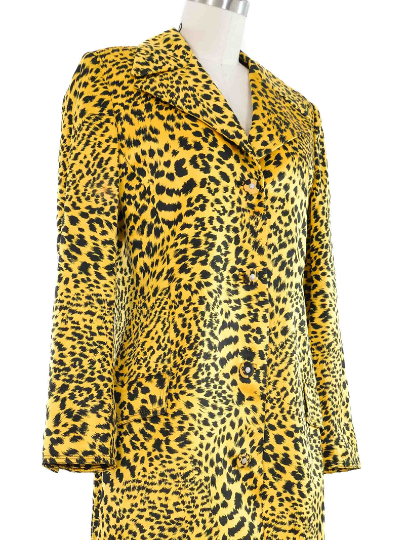 1990s Gianni Versace Leopard Print Satin Jacket