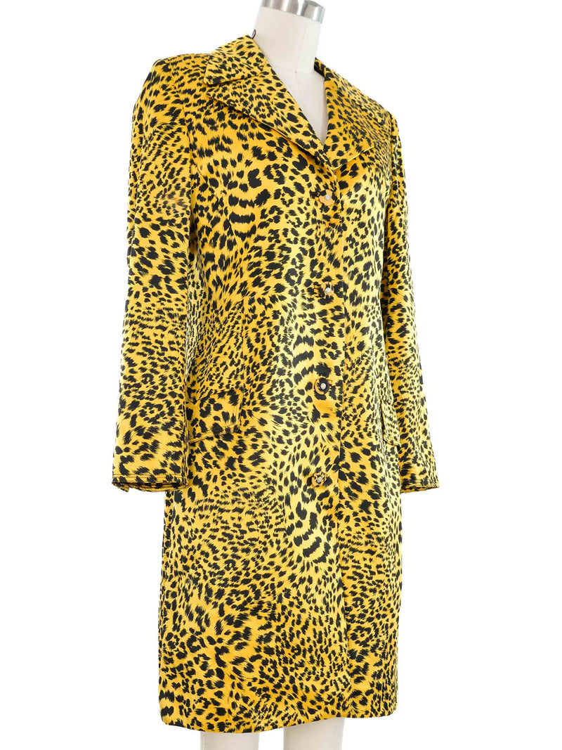 1990s Gianni Versace Leopard Print Satin Jacket