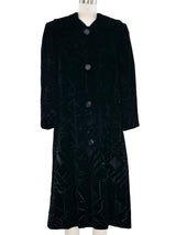 Black Burnout Velvet Coat Outerwear arcadeshops.com