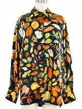 Hermes Tourbillon Swirling Leaf Print Silk Top Top arcadeshops.com