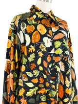 Hermes Tourbillon Swirling Leaf Print Silk Top Top arcadeshops.com