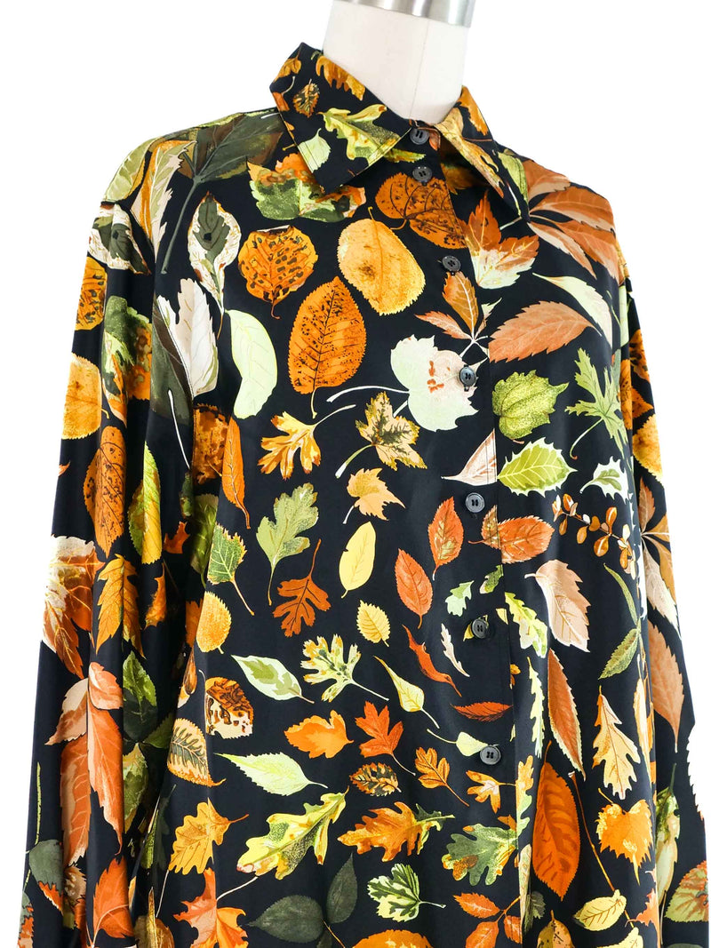 Hermes Tourbillon Swirling Leaf Print Silk Top Top arcadeshops.com