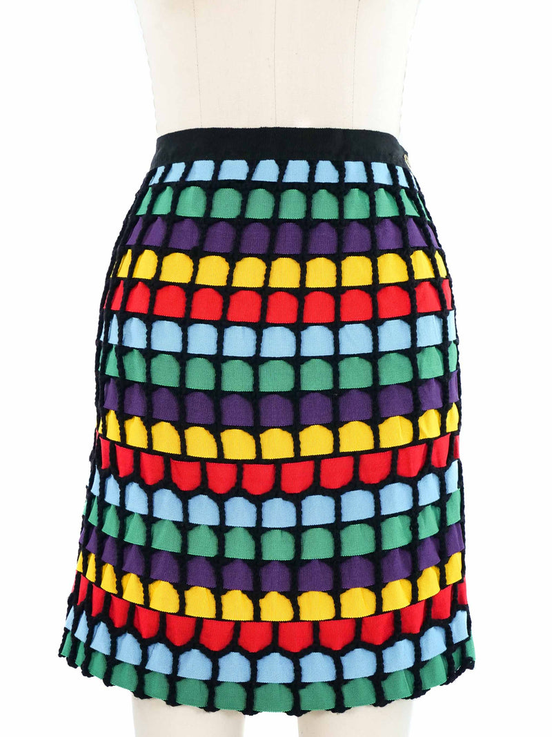 Rainbow Ribbon Knit Mini Skirt