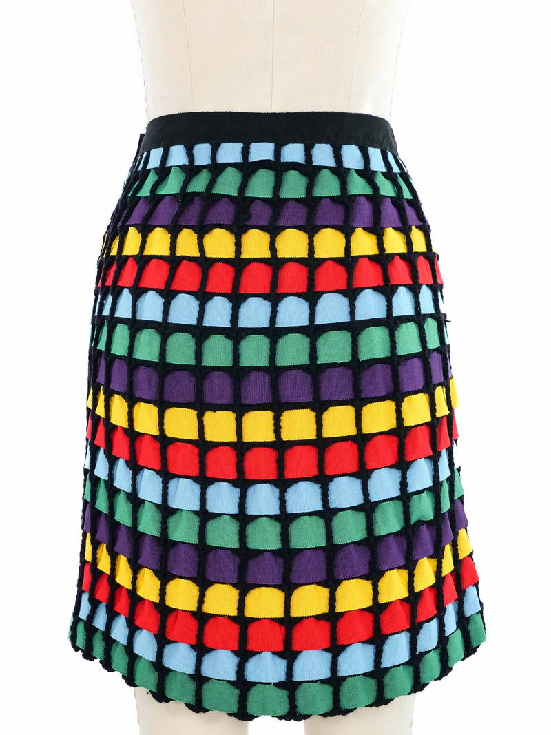 Rainbow Ribbon Knit Mini Skirt