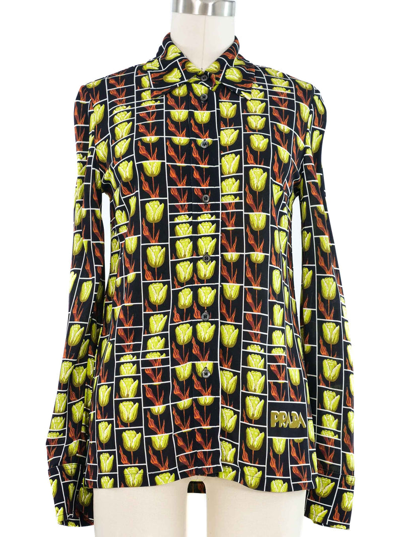 2019 Prada Tulip Print Shirt Top arcadeshops.com