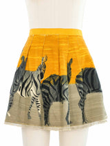 Zebra Print Pleated Mini Skirt Bottom arcadeshops.com