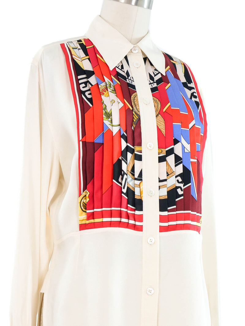 1980s Hermes Scarf Print Tuxedo Top Top arcadeshops.com