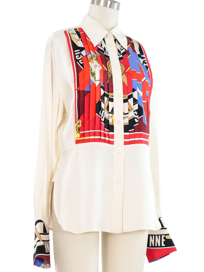 1980s Hermes Scarf Print Tuxedo Top Top arcadeshops.com