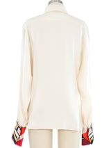 1980s Hermes Scarf Print Tuxedo Top Top arcadeshops.com