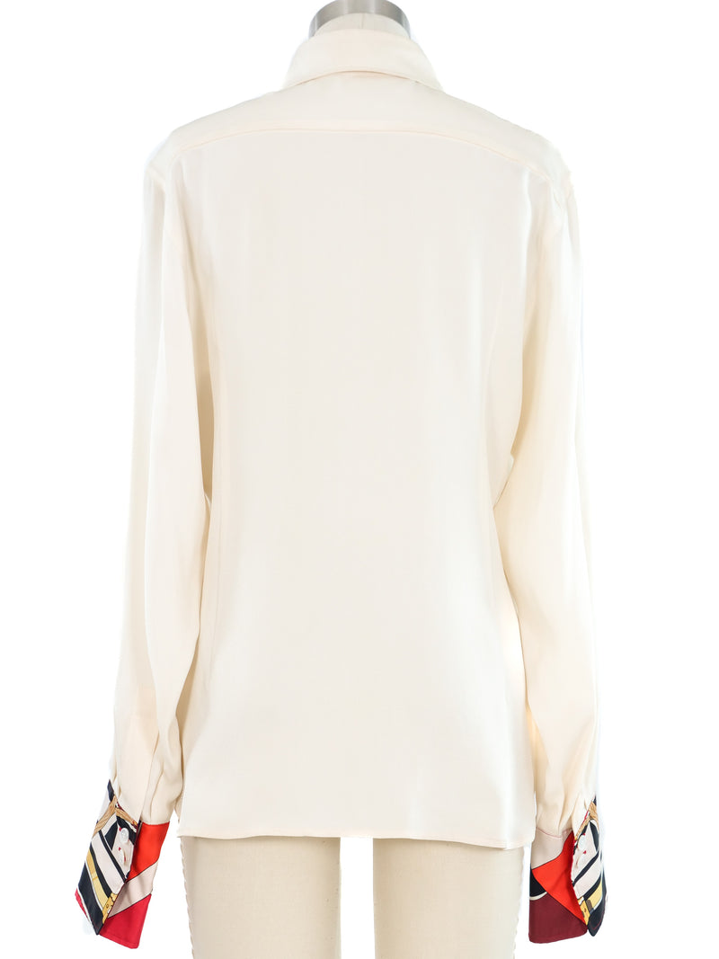 1980s Hermes Scarf Print Tuxedo Top Top arcadeshops.com