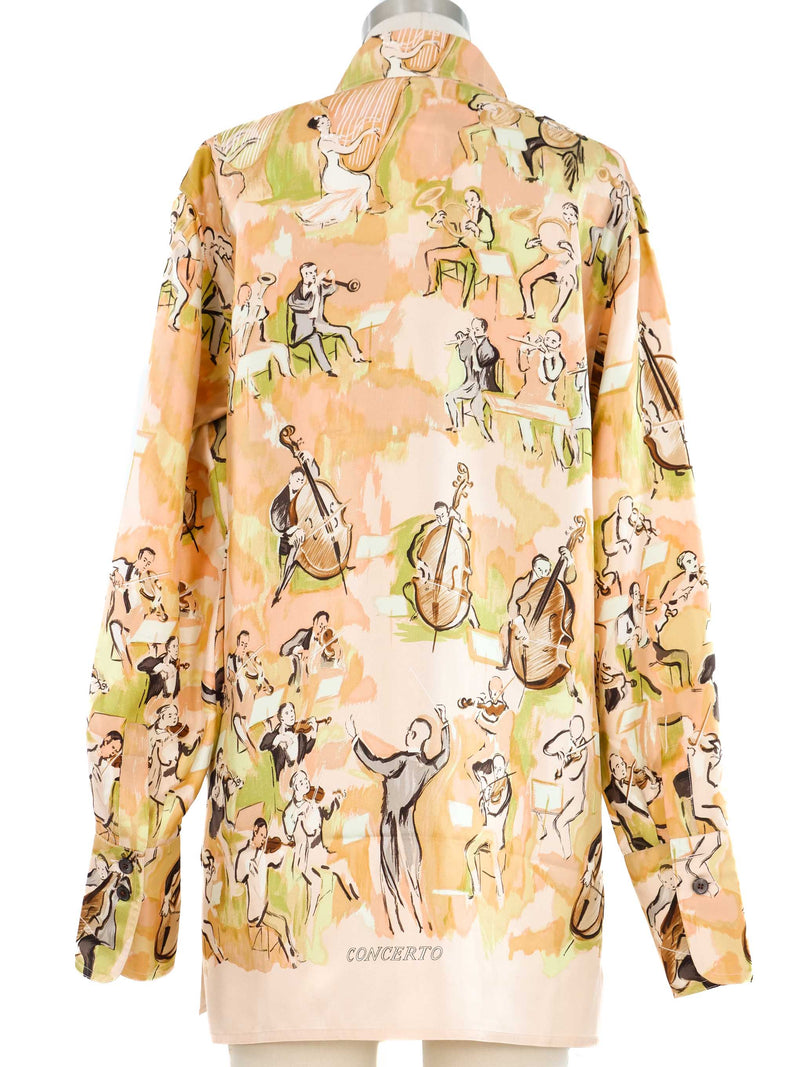 Hermes Concerto Print Blouse Top arcadeshops.com