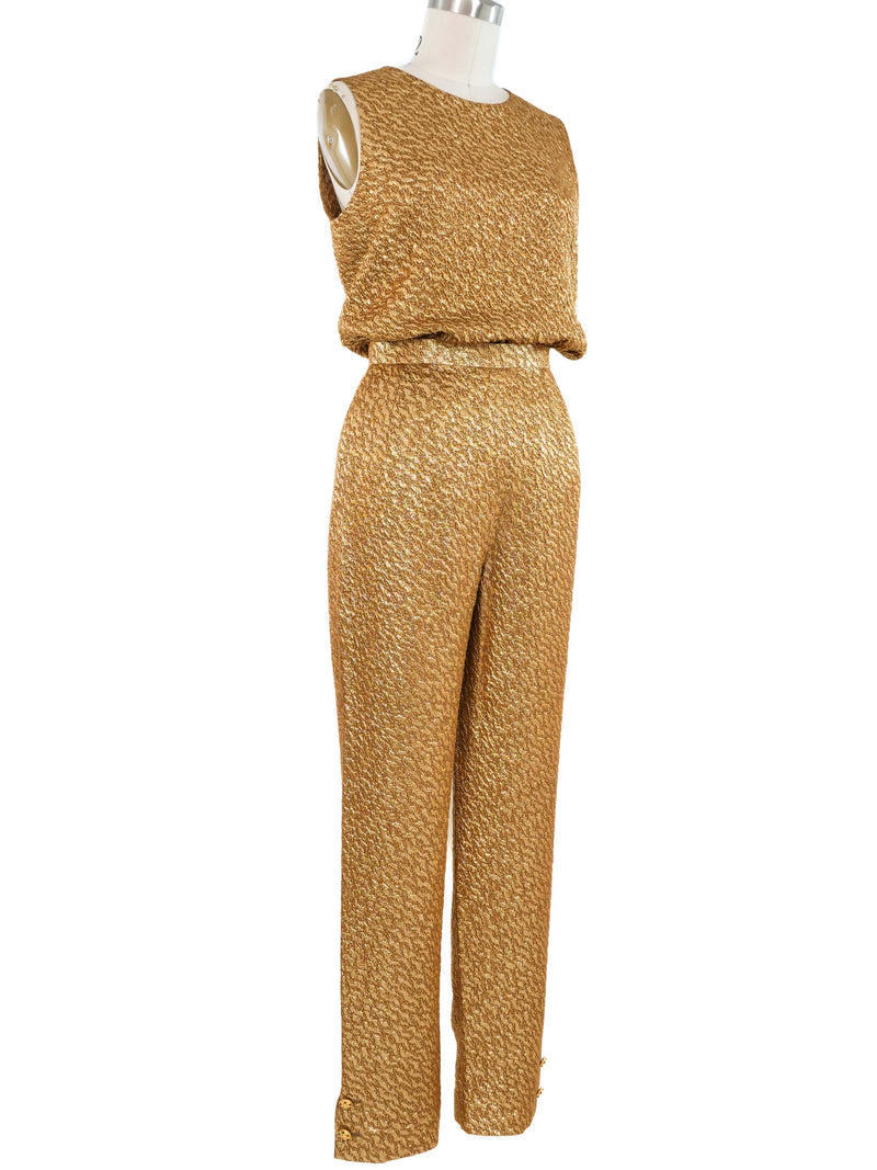 1996 Chanel Metallic Gold Pant Suit