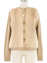 1950s Roberta di Camerino Fur Trim Cream Cardigan Top arcadeshops.com
