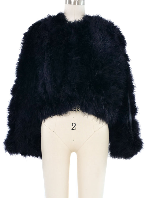 Black Marabou Feather Crop Jacket