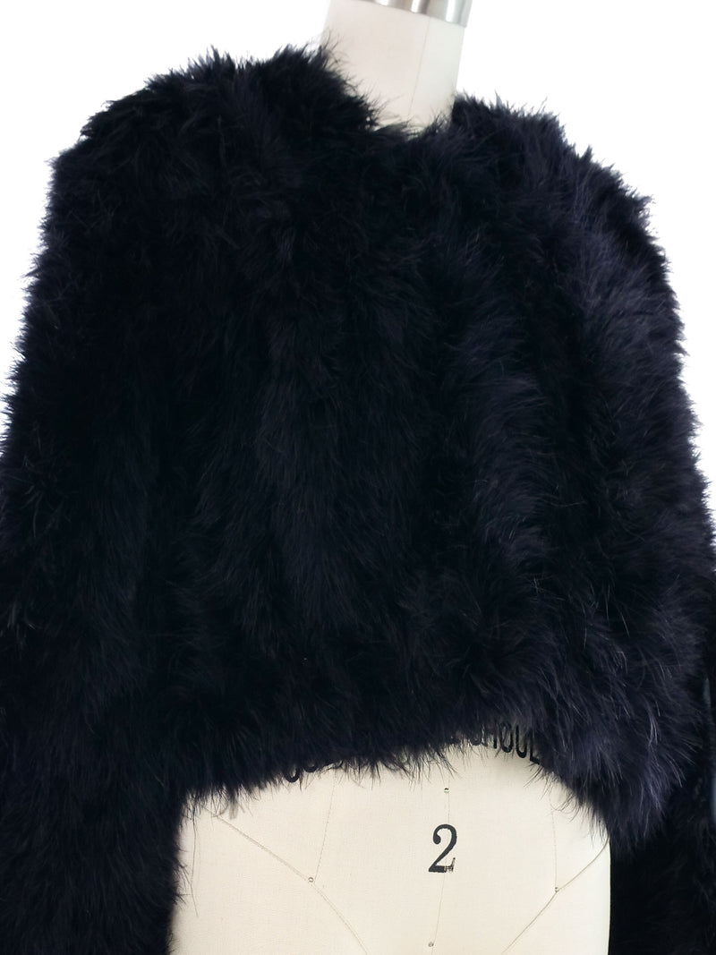 Black Marabou Feather Crop Jacket