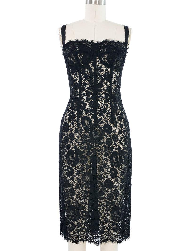Dolce & Gabbana Sheer Black Lace Cocktail Dress